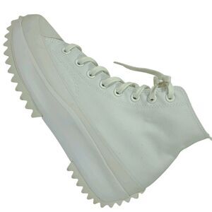 Converse Run Star Hike High Top Shoes Mens 9.5 Womens 11 White Platform Canvas